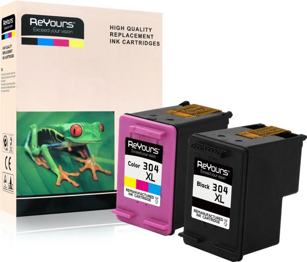 ReYours® huismerk Inktcartridge voor HP304XL - 304XL - HP304 XL N9K08AE - N9K07AE multi pack