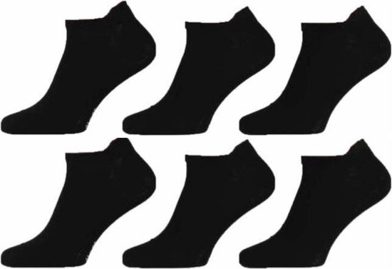 Zwarte Sneaker Sokken | 6 Paar | Multipack Unisex Maat 43-46 | Enkel Sokken | Voor Heren en Dames