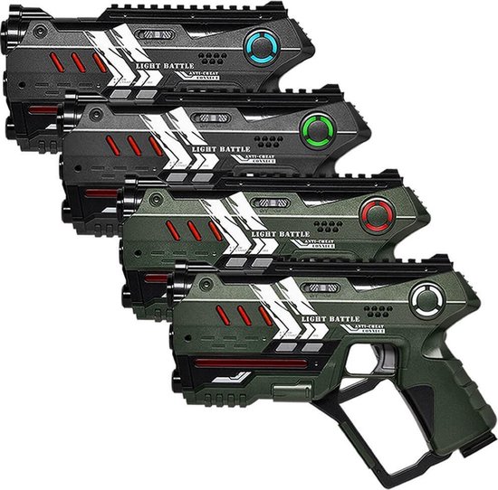 Light Battle Connect Lasergame Set Metallic Groen/Grijs - 4 Laserguns Met Anti-Cheat Voor 4 Spelers