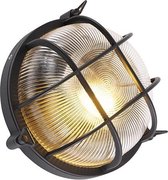 QAZQA nautica - Industriele Wandlamp voor buiten - 1 lichts - L 260 mm - Zwart - Industrieel - Buitenverlichting