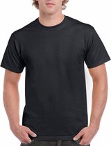 Set van 2x stuks zwarte katoenen t-shirts voor heren 100% katoen - zware 200 grams kwaliteit - Basic shirts, maat: L (40/52)