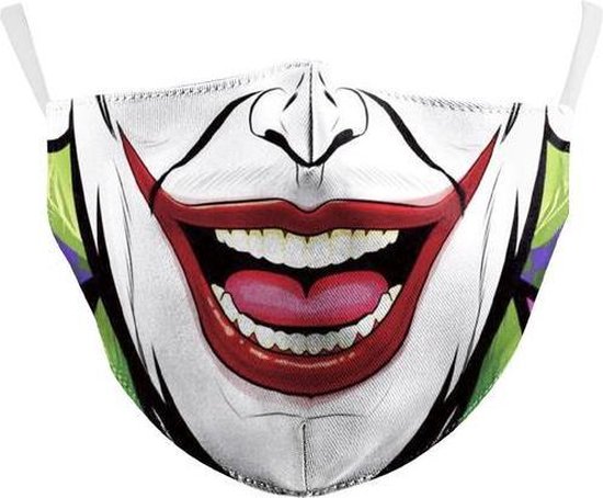 3 Stuks Mondkapje Joker - Mondmasker - wasbaar op 60 graden - Hoogwaardige Kwaliteit – Clown FaceMask - Q-Time