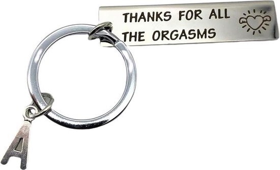 Thanks For All The Orgasms, Sleutelhanger, Sleutelbos, Sleutelring, Zilver, Humor