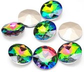 facet geslepen cabochons voor- en achterkant, 27 x 10mm, transparant vitrail, rond, glas, 2 stuks