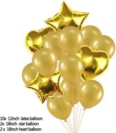 Ballonpakket 14 stuks Folieballonnen en Latexballonnen in Goud (31250)