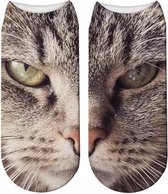 Twee-delige enkelsokken Kat - kattensokken - fotoprint enkelsokken - Unisex - Maat 36-41