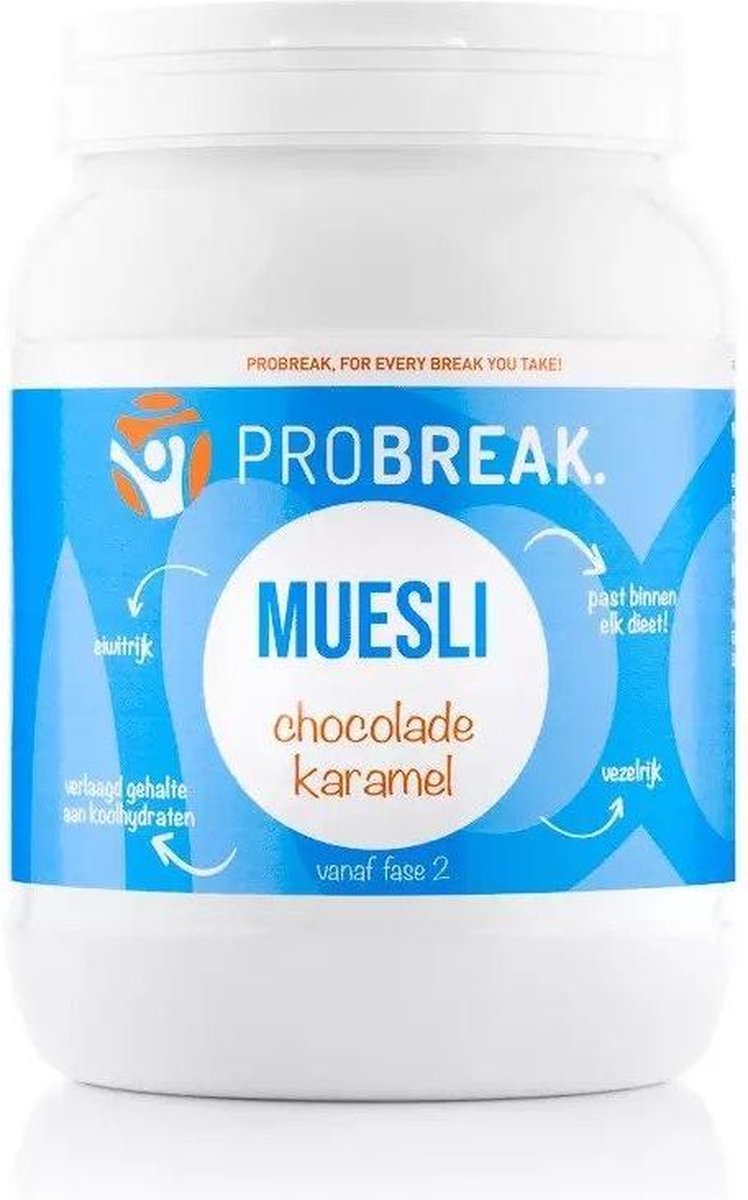 Goedkoopste ProBreak - Makkelijk en gezond eten - Proteine muesli - Eiwitrijk & Koolhydraatarm - Chocolade karamel - 15 porties