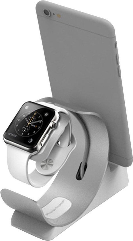Universele Aluminium iPhone / iPad en Apple Watch Bureau Houder Zilver |  bol.com