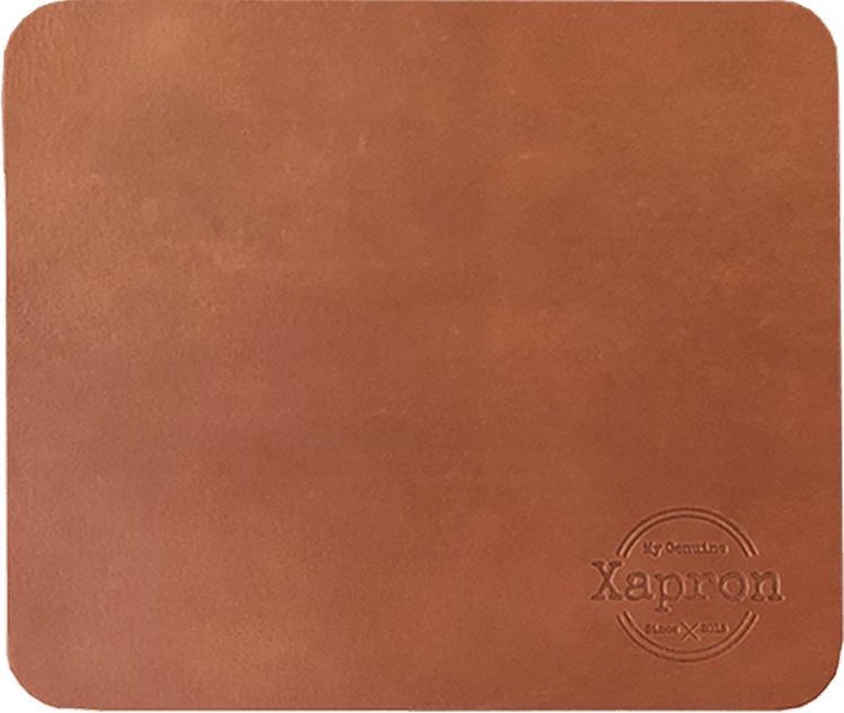 Xapron leren muismat - Kleur Cognac (lichtbruin) - 26 x 22 cm - Handgemaakt - Kantoor - Gaming