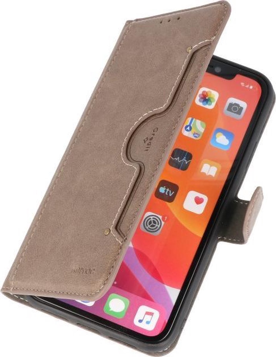 Luxe Portemonnee Hoesje voor iPhone 11 Pro Grijs