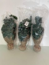Kunstkerstbomen met nagemaakte kluit in jute zak - set van 3 stuks (kort formaat)