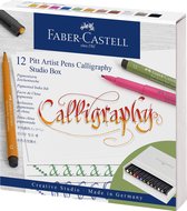 Faber Castell FC-167512 Tekenstift Faber-Castell Pitt Artist Kalligrafieset Studiobox 12 Stuks