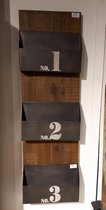 Wandkastje hout met 3 vakken metaal 30,5x99x9cm