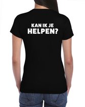 Kan ik je helpen t-shirt zwart voor dames - beurzen en evenementen - bedrukking aan achterkant - vraagbak / hulp shirt XL