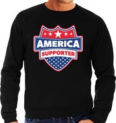America supporter schild sweater zwart voor heren - Amerika/USA landen sweater / kleding - EK / WK / Olympische spelen outfit M