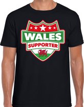 Wales supporter schild t-shirt zwart voor heren - Wales landen t-shirt / kleding - EK / WK / Olympische spelen outfit XL