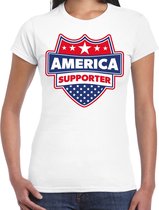 America supporter schild t-shirt wit voor dames - Amerika/USA landen t-shirt / kleding - EK / WK / Olympische spelen outfit S