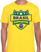 Brasil supporter schild t-shirt geel voor heren - Brazilie landen t-shirt / kleding - EK / WK / Olympische spelen outfit XXL
