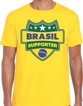 Brasil supporter schild t-shirt geel voor heren - Brazilie landen t-shirt / kleding - EK / WK / Olympische spelen outfit 2XL