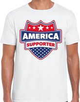 America supporter schild t-shirt wit voor heren - Amerika/USA landen t-shirt / kleding - EK / WK / Olympische spelen outfit XL