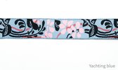 Band bloemetjes roze blauw - geweven sierband - fournituren - lengte 2 meter - lint - stof - afwerkband - katoenen band - naaien - decoratieband -