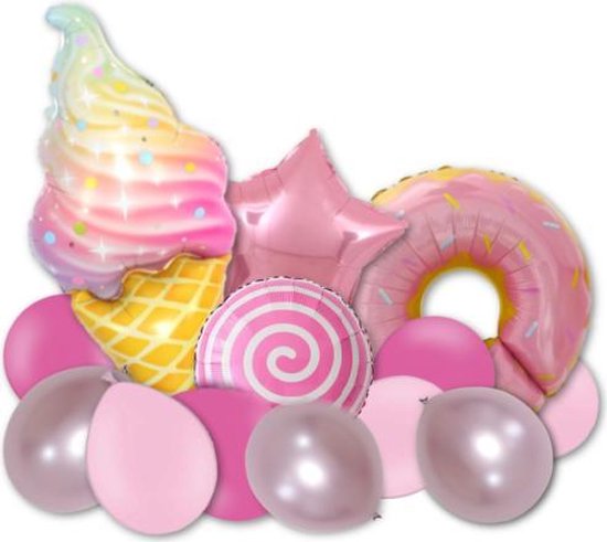 Fête de beignet à la crème glacée rose avec Ballons en aluminium XL | Sweet  table,... | bol.com
