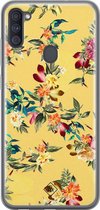 Samsung A11 hoesje siliconen - Floral days | Samsung Galaxy A11 case | geel | TPU backcover transparant