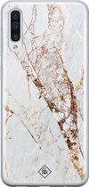 Samsung A70 hoesje siliconen - Marmer goud | Samsung Galaxy A70 case | goudkleurig | TPU backcover transparant