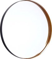 Spiegel rond met metalen lijst - zwart/goud - 58 cm