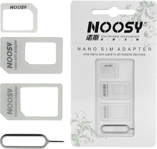 NOOSY nano sim adapter set 3-pack met verwijderpen - Micro sim adapter - simkaart adapter set universeel - 3 in 1