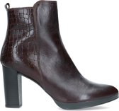 Manfield - Dames - Bruine enkellaarsjes met crocoprint - Maat 41