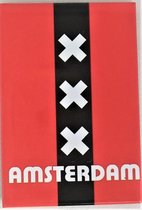 Koelkast magneet wapen Amsterdam 3 kruisjes, souvenir Amsterdam