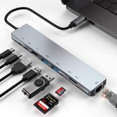 8 in 1 Type C USB Hub Adapter - HDMI 4K 60Hz - Ethernet - 2x USB-A 3.1- SD - Micro SD - USB C 5Gbps data - tot 87W USB C power delivery
