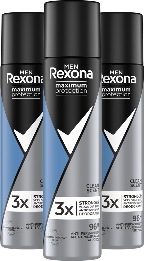 Rexona Men Maximum Protection Clean Scent Deodorant - 3 x 100 ml - Voordeelverpakking - Rexona Men