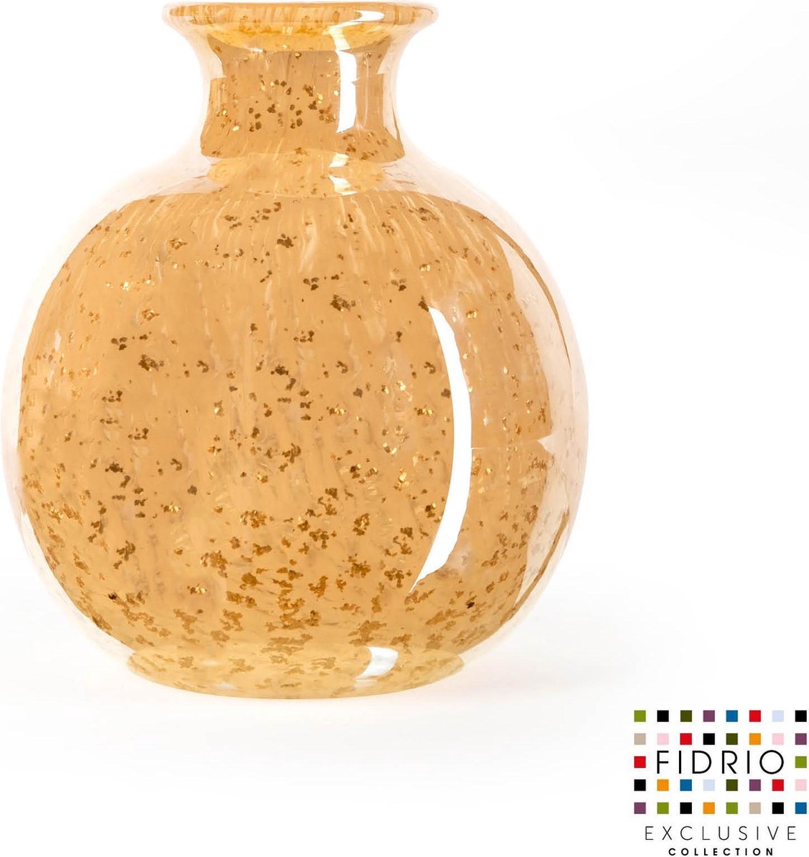 Fidrio Design vaas Bolvase With Neck COPPER glas mondgeblazen bloemenvaas diameter 11 cm