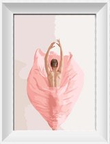 Artstudioclub®  Schilderen op nummer volwassenen dansende vrouw van achteren, roze 40x50 Zonder lijst