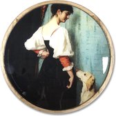 Portret van jonge vrouw met hond Puck - PixEpoxy.nl - Epoxy resin wanddecoratie - Handmade - Thérèse Schwartze
