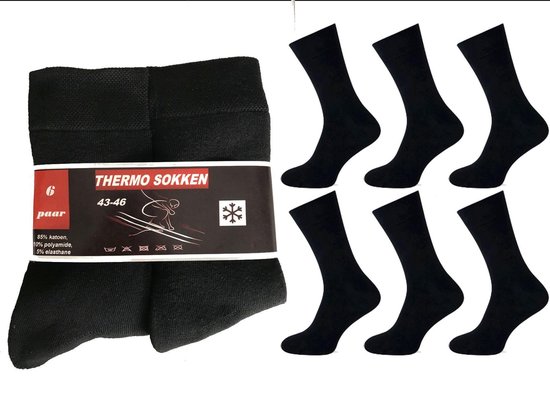 6 paar dikke ( zwart ) THERMO sokken 39-42