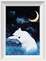 Artstudioclub®  Schilderen op nummer volwassenen ijsbeer met maan 40x50 Zonder lijst