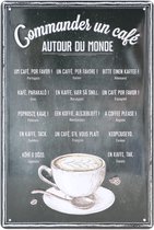 Wandbord – Koffie bestellen - Vintage - Retro -  Wanddecoratie – Reclame bord – Restaurant – Kroeg - Bar – Cafe - Horeca – Metal Sign - 20x30cm