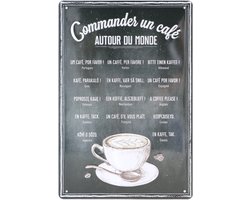 Wandbord – Koffie bestellen - Vintage - Retro -  Wanddecoratie – Reclame bord – Restaurant – Kroeg - Bar – Cafe - Horeca – Metal Sign - 20x30cm