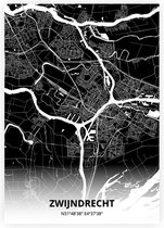 Zwijndrecht plattegrond - A4 poster - Zwarte stijl