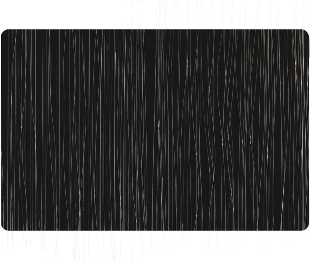 2x Rechthoekige placemats metallic zwart 30 x 45 cm - Zeller - Tafeldecoratie - Borden onderleggers van kunststof