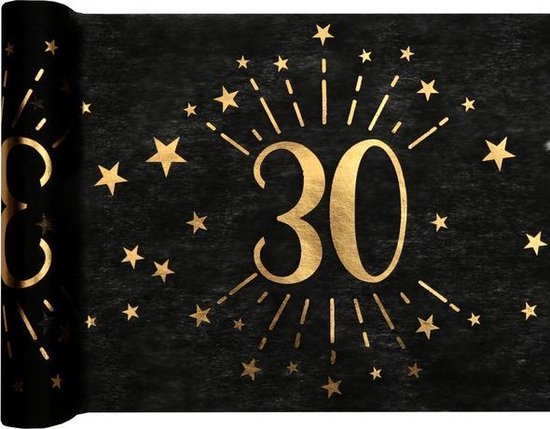 Wirsindeins 30e verjaardag deco tafelloper 28cm x 15m - gouden tafeldecoratie op maat te snijden, universeel voor mannen en vrouwen (30 jaar