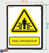 ISO7010 W019 Beknellingsgevaar Waarschuwing sticker 20x25cm