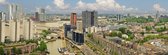 Fotobehang Rotterdam skyline oude binnenhaven en Erasmusbrug 350 x 260 cm - € 235,--