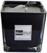 Deco & Design Outdoor Candle - Buitenkaars in glaspot - Luxueuze tuinkaars - zwart - 12x12cm - 30 branduren