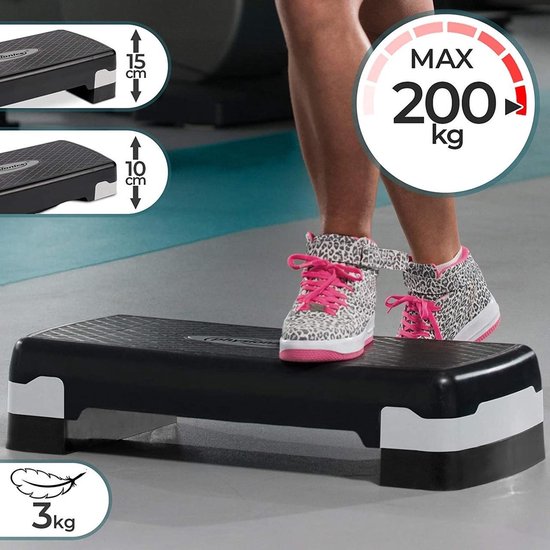 Trend24 Aerobic stepboard - Fitness stepboard - Stepbench - Cardiotraining - Stepbank - Antislip - Rubber - Zwart - Grijs