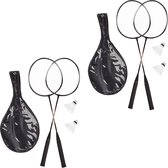 set badminton relaxdays - 4 raquettes de badminton avec 4 navettes - sac de transport avec bandoulière