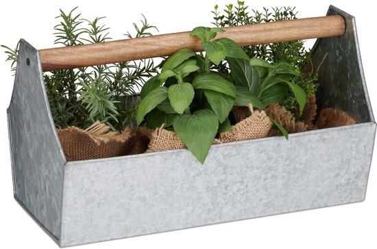 Relaxdays bloembak metaal - bloempot - plantenbak - gereedschapskist -  balkonbak -... | bol.com